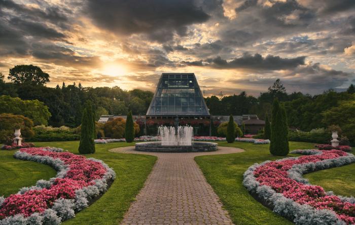 Floral Showhouse under a sunset