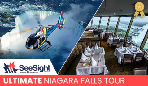 Ultimate Niagara Falls (Canada) Tour with Helicopter Ride + Skylon Tower Lunch