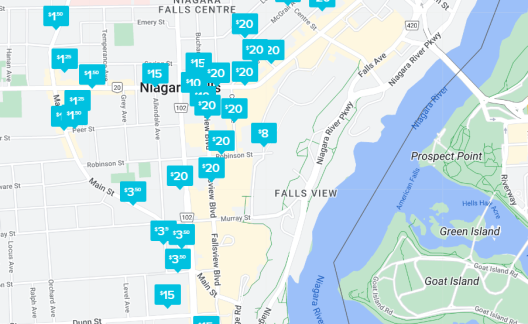 parking lot rates map